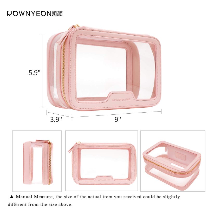 Camdeez Rownyeon Clear Makeup Case Toiletry Bag Multipurpose Travel Makeup Train Case Portable Cosmetic Organizer Transparent Storage Bag Pink - Image 5